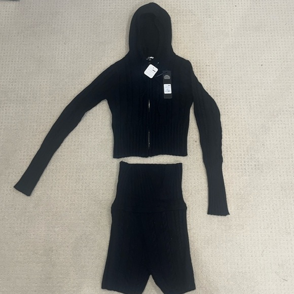 Fashion Nova Tops - NWT - Pretty Energy Sweater Short Set - Black- Fashion Nova